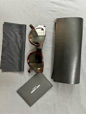 Saint Laurent Tortoiseshell Round Sunglasses with Black Case